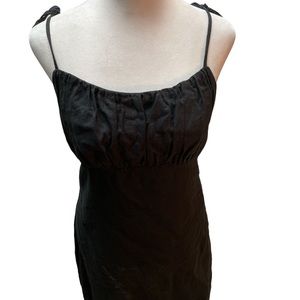 Urban Renewal Black Adjustable/Tie Spaghetti Strap 55% Linen Mini Dress Small